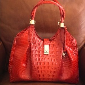 Brahmin Celia Satchel - Heat Fiery Red Hue